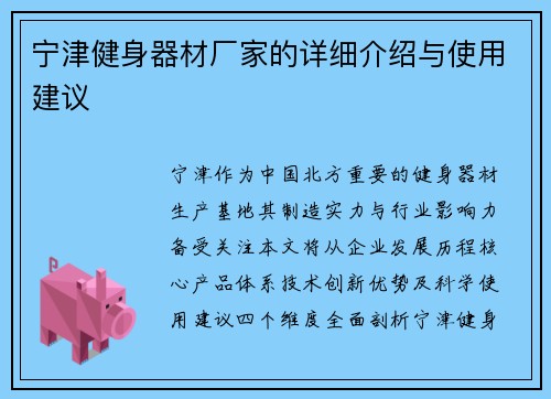 宁津健身器材厂家的详细介绍与使用建议