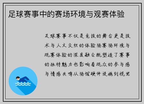 足球赛事中的赛场环境与观赛体验